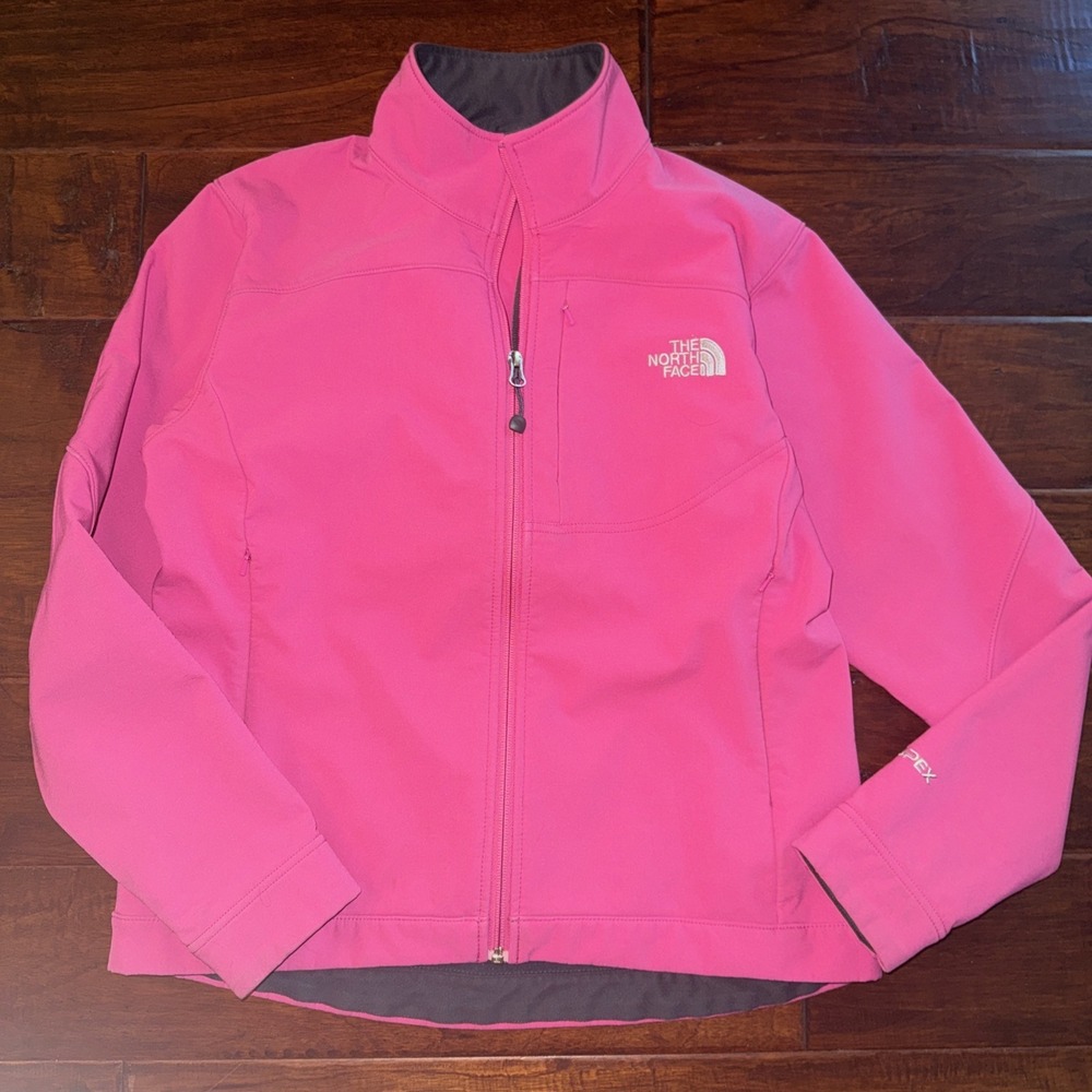 The North Face Women's Medium Apex Soft Shell Full Zip Jacket Pink Fleece Lined